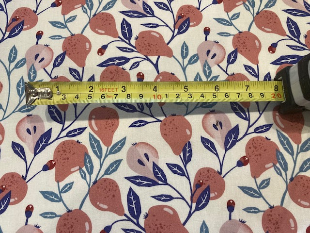 Coral Pink Pears Cotton Lawn – 100% Cotton, 145 cm Wide