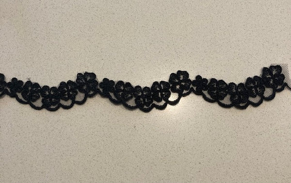 Black Corded Lace Edging 2,5cm Wide