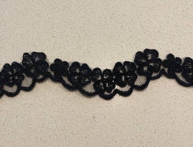 Black Corded Lace Edging 2,5cm Wide