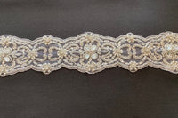 Crystal & Beaded Trim on Tulle. 7cm Max width