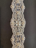 Crystal & Beaded Trim on Tulle. 7cm Max width