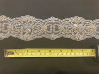 Crystal & Beaded Trim on Tulle. 7cm Max width