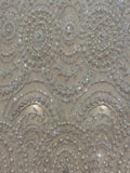 Ivory Pearl, Crystal and Beaded Overlapping Circle Embroidery on Tullr with Lurex Detail, Heavy Weight