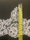 White Corded Lace Edging. 16cm Max Width