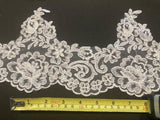 White Corded Lace Edging. 16cm Max Width