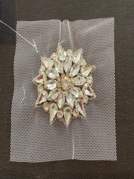 Crystal Applique on Net. 4cm Wide