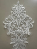 Ivory Embroidered & Beaded Applique, 30cm Long, Sold as Singles