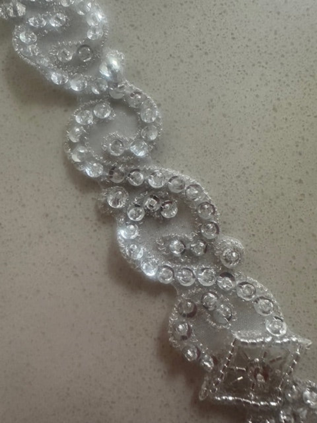 Crystal Beaded &amp; Sequinned Wave Trim 2cm Wide