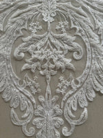 Ivory Embroidered & Beaded & Applique, Bold Shaped 35cm Long