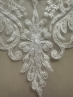 Ivory Embroidered & Beaded & Applique, Bold Shaped 35cm Long