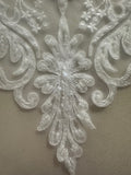 Ivory Embroidered & Beaded & Applique, Bold Shaped 35cm Long