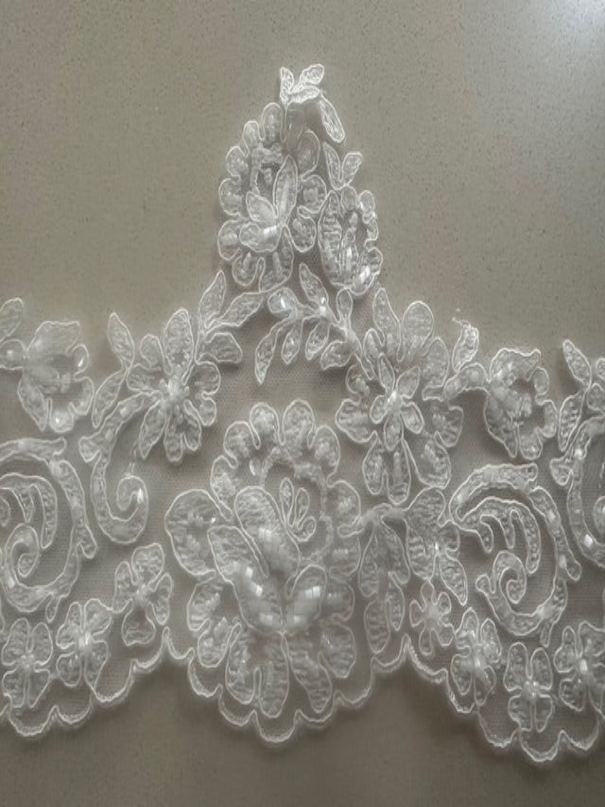 Ivory Corded & Beaded & Sequined Edging 17cm Wide