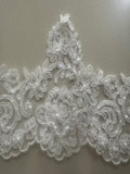 Ivory Corded & Beaded & Sequined Edging 17cm Wide