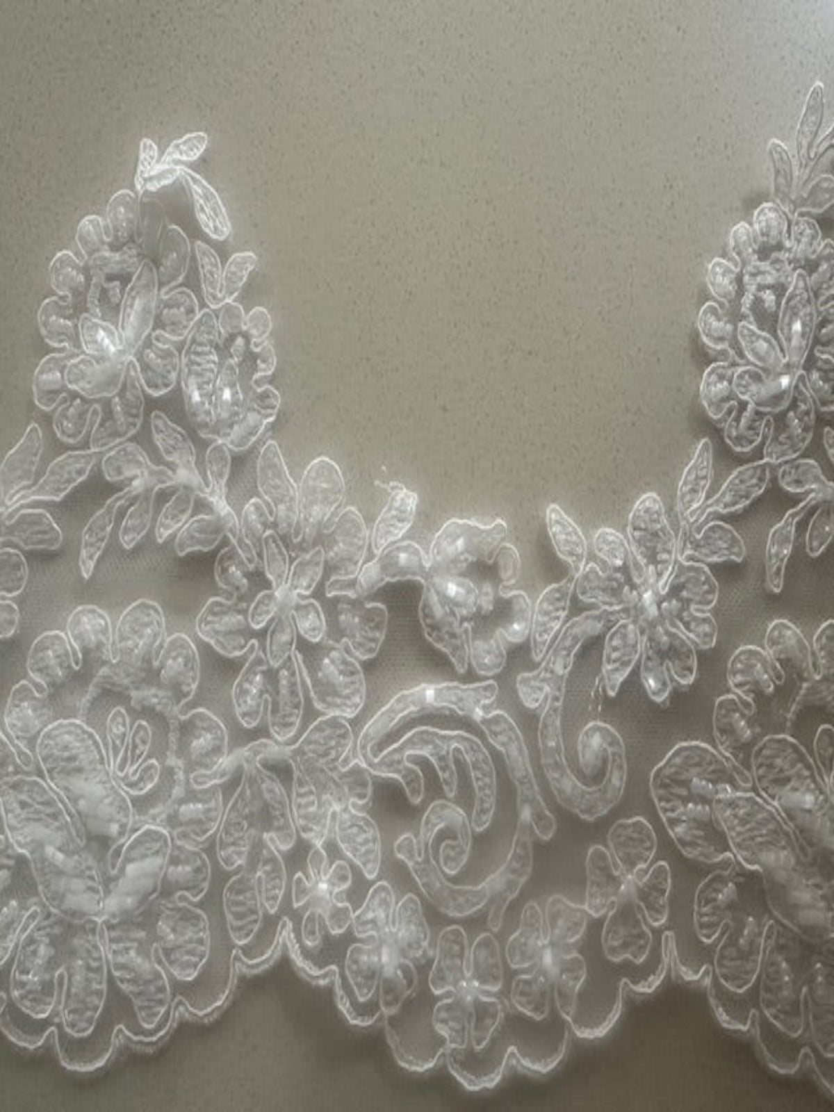 Ivory Corded & Beaded & Sequined Edging 17cm Wide