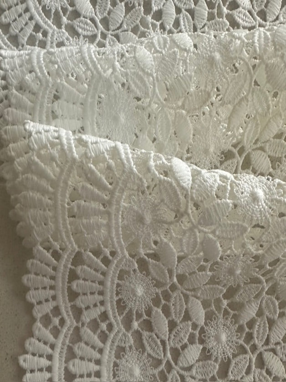 Ivory Guipure Lace with Scalloped Edge
