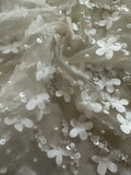 Ivory Laser Cut Pearl &amp; Sequin Graduated Design on Tulle