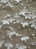 Ivory Laser Cut Pearl &amp; Sequin Graduated Design on Tulle