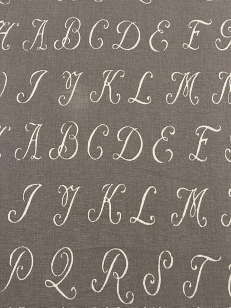 Alphabet on Grey Cotton " Sanderson House  Decor - ABC"