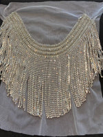 Crystal Neckline Fringing on Tulle. Sold as Pieces