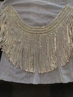 Crystal Neckline Fringing on Tulle. Sold as Pieces