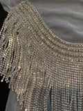 Crystal Neckline Fringing on Tulle. Sold as Pieces