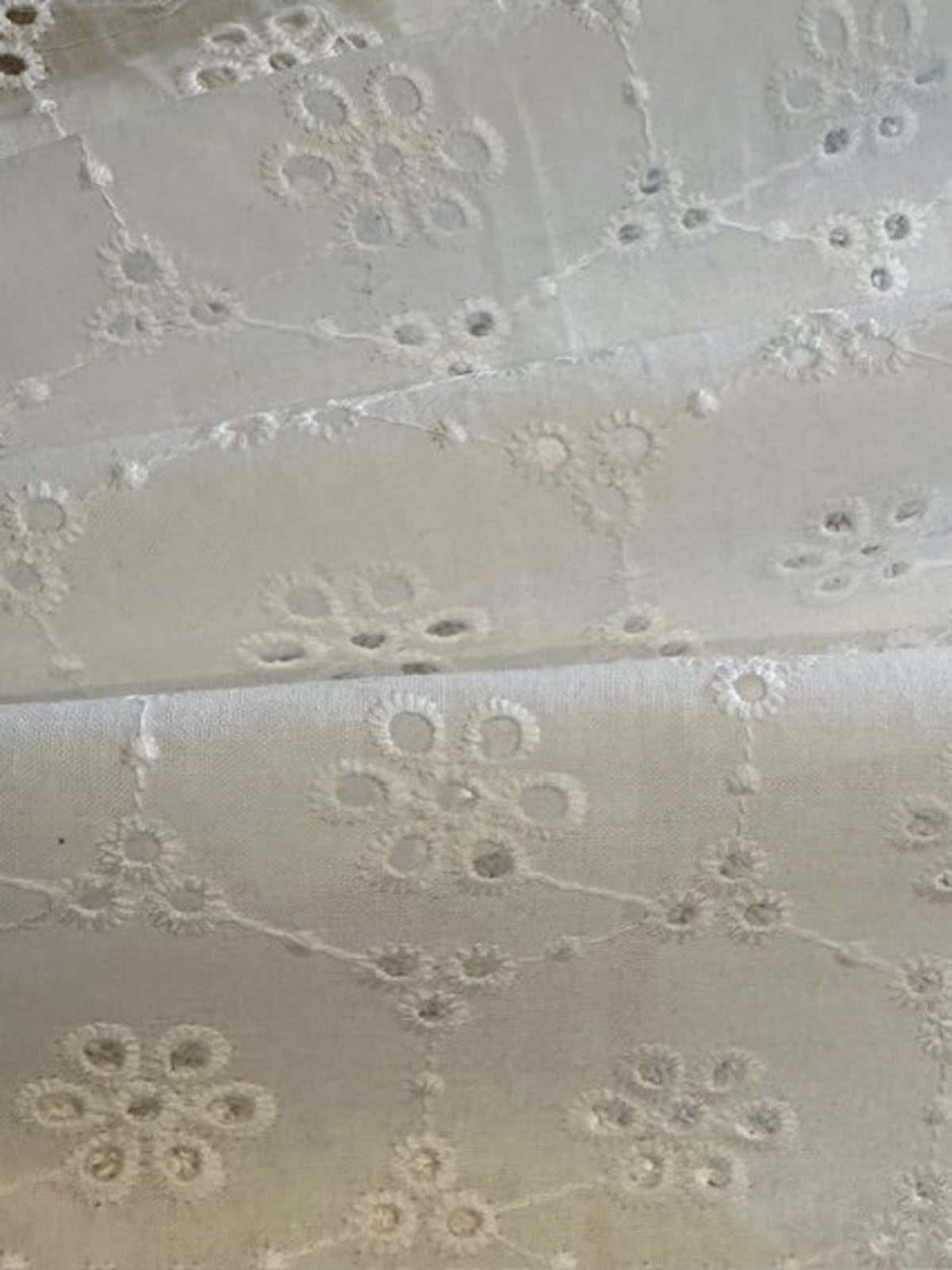 White Flower Broderie Anglaise – Diamond Patterned Cotton