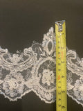 Ivory fine Embroidered Edging with Beaded & Sequin Detail. 14cm Max Width