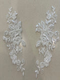 Ivory Beaded Appliques 21cm Long, sold as pairs