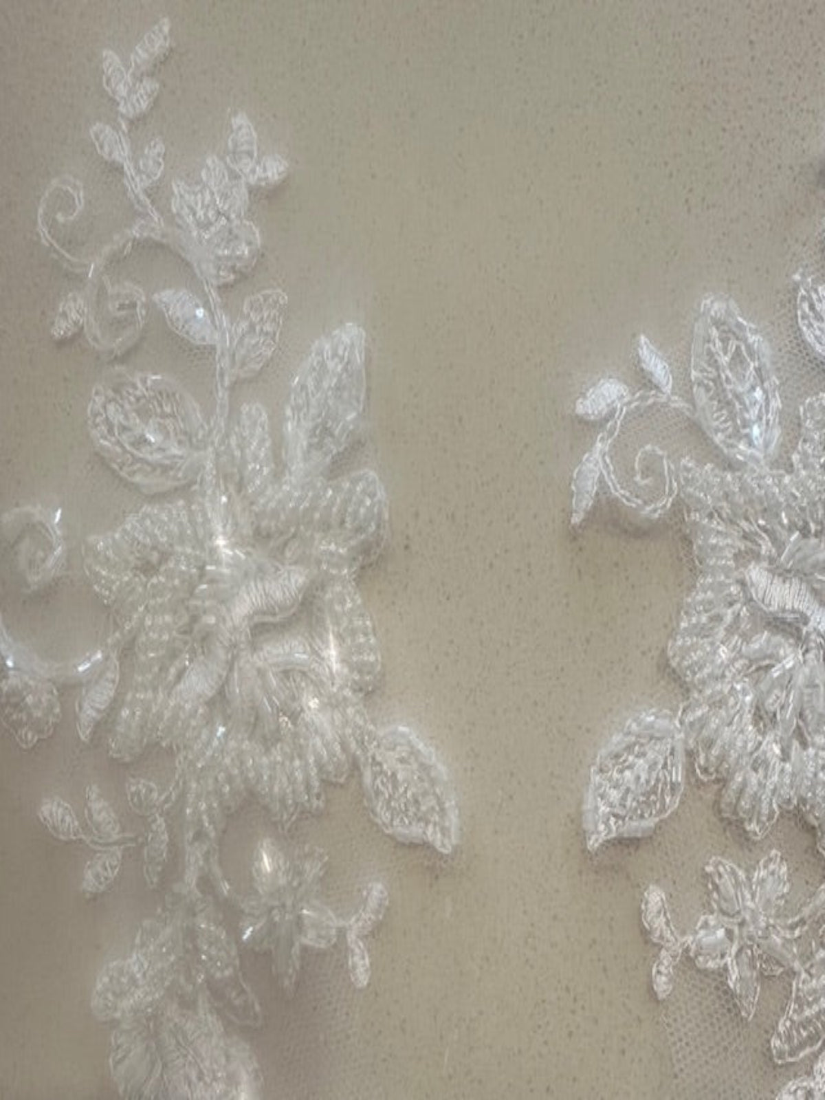 Ivory Beaded Appliques 21cm Long, sold as pairs
