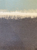 Aqua / Slate Fuzzy Woven Stripe Cotton/ Linen Furnishing. (stripes running across the fabric)