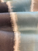 Aqua / Slate Fuzzy Woven Stripe Cotton/ Linen Furnishing. (stripes running across the fabric)