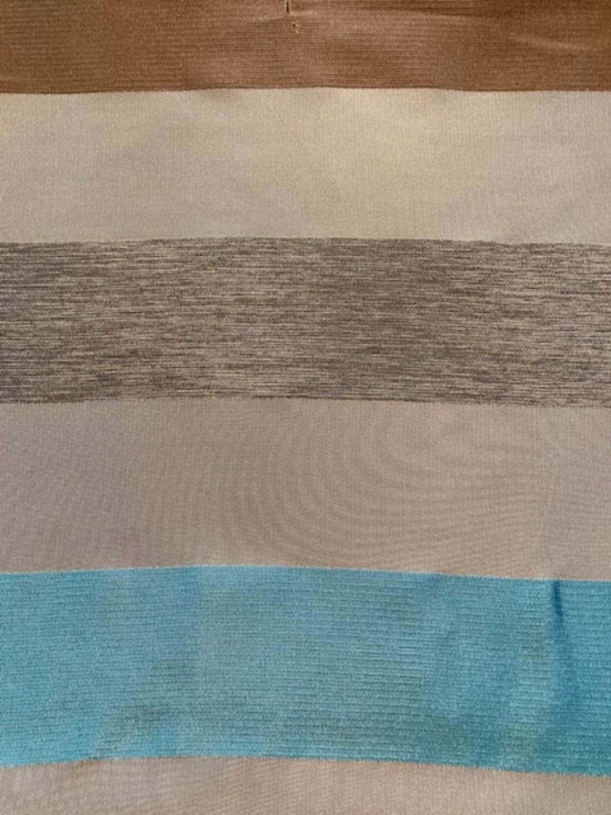 Turquoise /Grey/Chestnut Stripe. Stripes Running Across the Fabric