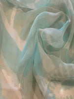 Spearmint/Coffee Abstract Print on Yoryu Silk Chiffon