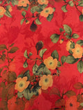 Orange/Green Floral on Red Matt Satin