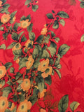 Orange/Green Floral on Red Matt Satin