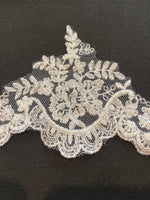 Ivory Lace Edging with Sequin Detail, 9cm Max Width