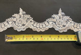 Ivory Lace Edging with Sequin Detail, 9cm Max Width