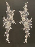 Silver Crystal Appliques 25cm long, Sold as Pairs