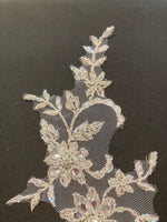 Silver Crystal Appliques 25cm long, Sold as Pairs