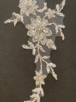 Silver Crystal Appliques 25cm long, Sold as Pairs