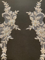 Silver Crystal Appliques 25cm long, Sold as Pairs