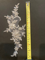 Silver Crystal Appliques 25cm long, Sold as Pairs