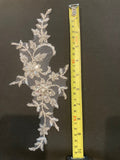 Silver Crystal Appliques 25cm long, Sold as Pairs