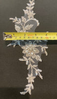 Silver Crystal Appliques 25cm long, Sold as Pairs