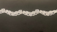 Ivory Corded Lace Edging with Bead &amp; Sequin Detail 2.5cm Wide