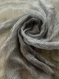 Black/Ivory Narrow Stripe on Yoryu Silk Chiffon. Stripes run across the fabric.