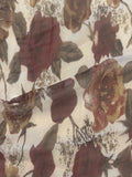 Burgundy/Orange Rose Print on Yoryu Silk Chiffon