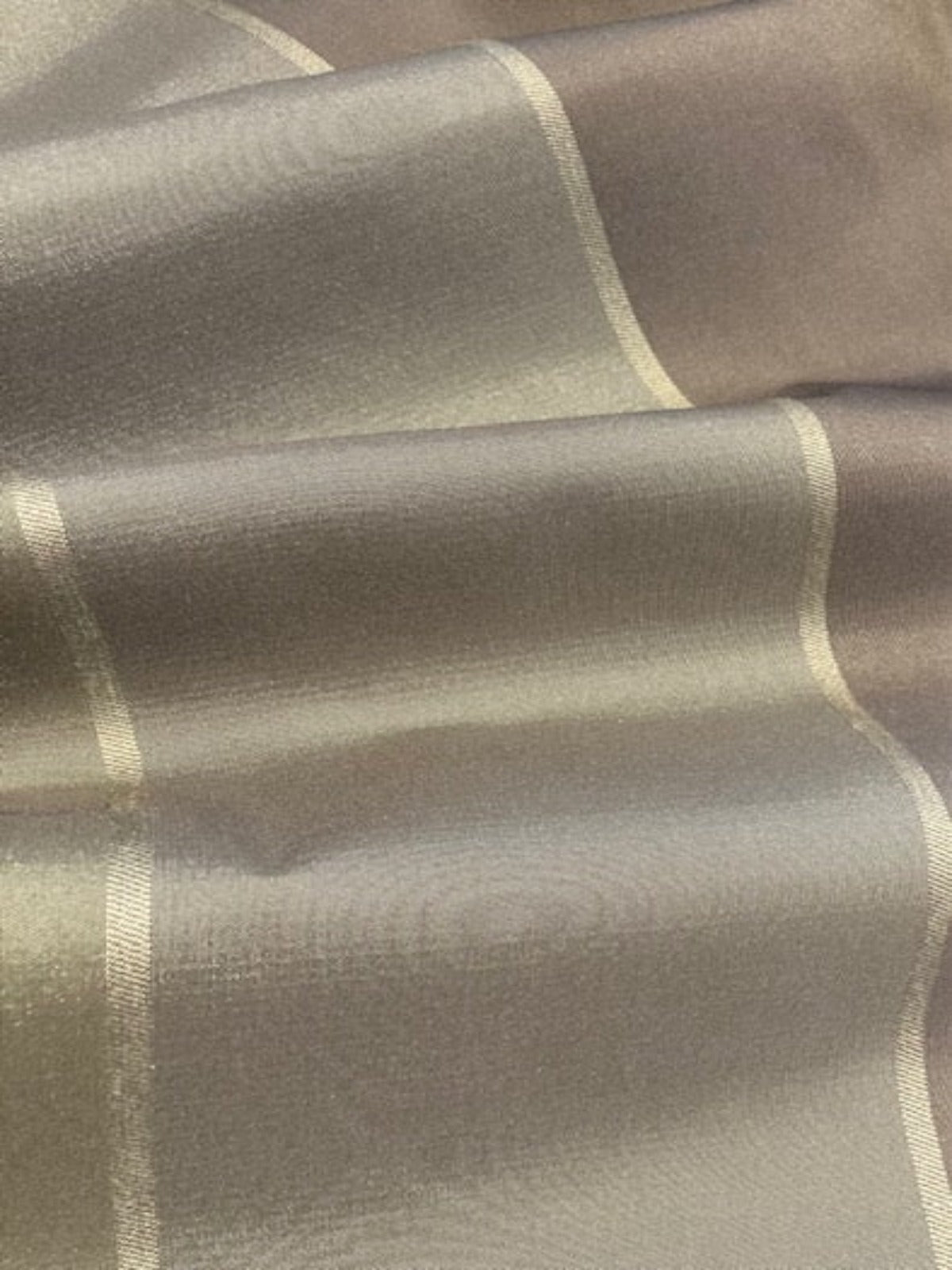 Autumn Coloured Stripes Running Across the Fabric - Taffeta