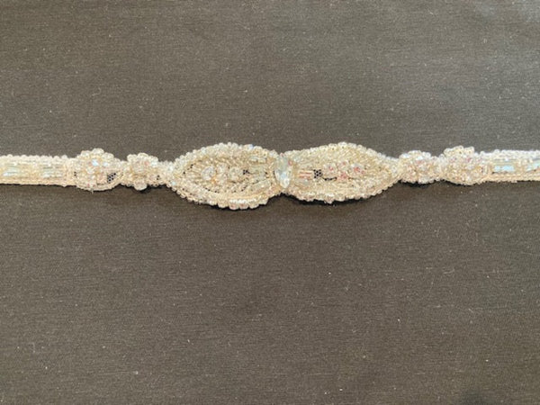 Crystal Waistline Narrow Applique, sold as pieces of 74cm length.