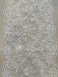 Ivory Corded & Beaded & Sequined Edging 30cm Wide